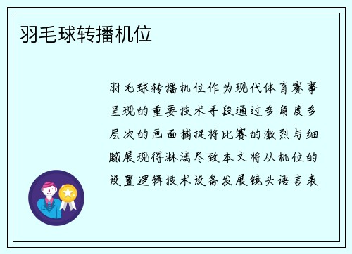 羽毛球转播机位